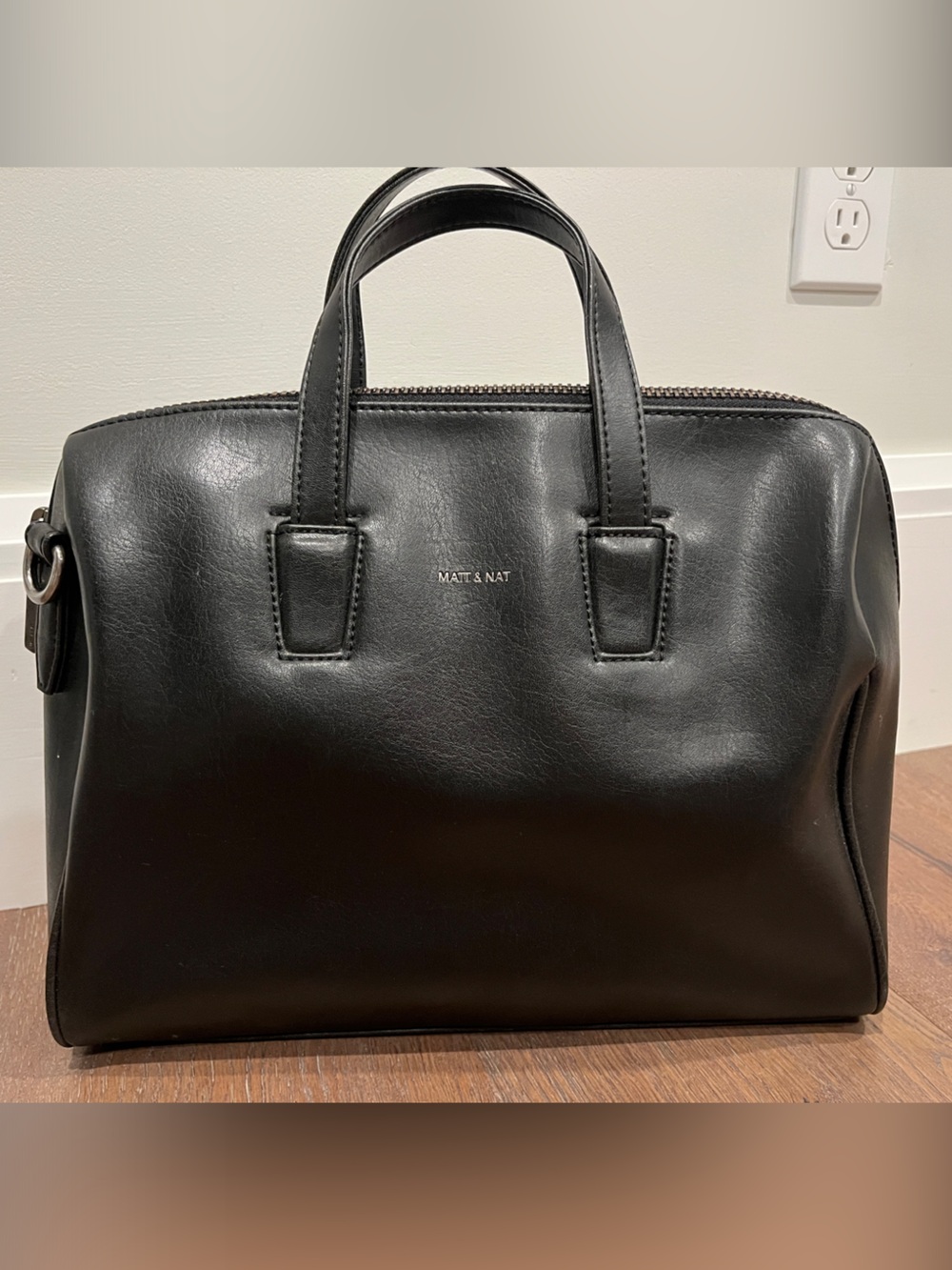 Matt & Nat Black Vegan Leather Bowler Bag